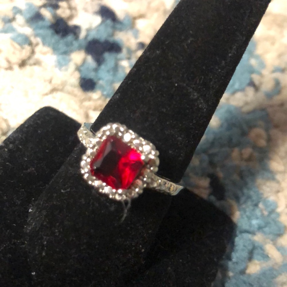 Garnet w/ White Topaz Ring